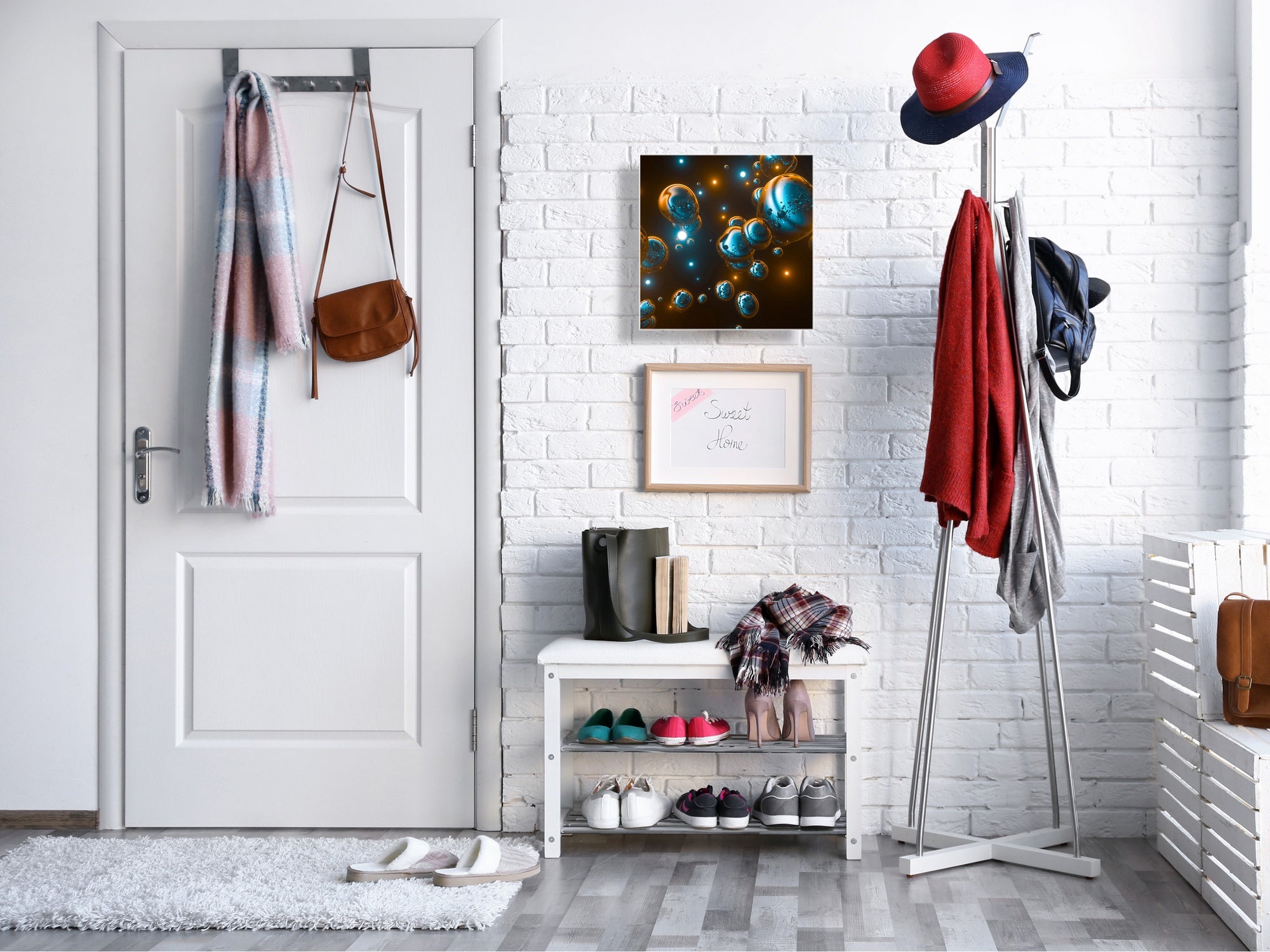 Key Cabinet Storage Box with Frameless Glass White Board KN16 Textures Series : Holographic bubbles 2