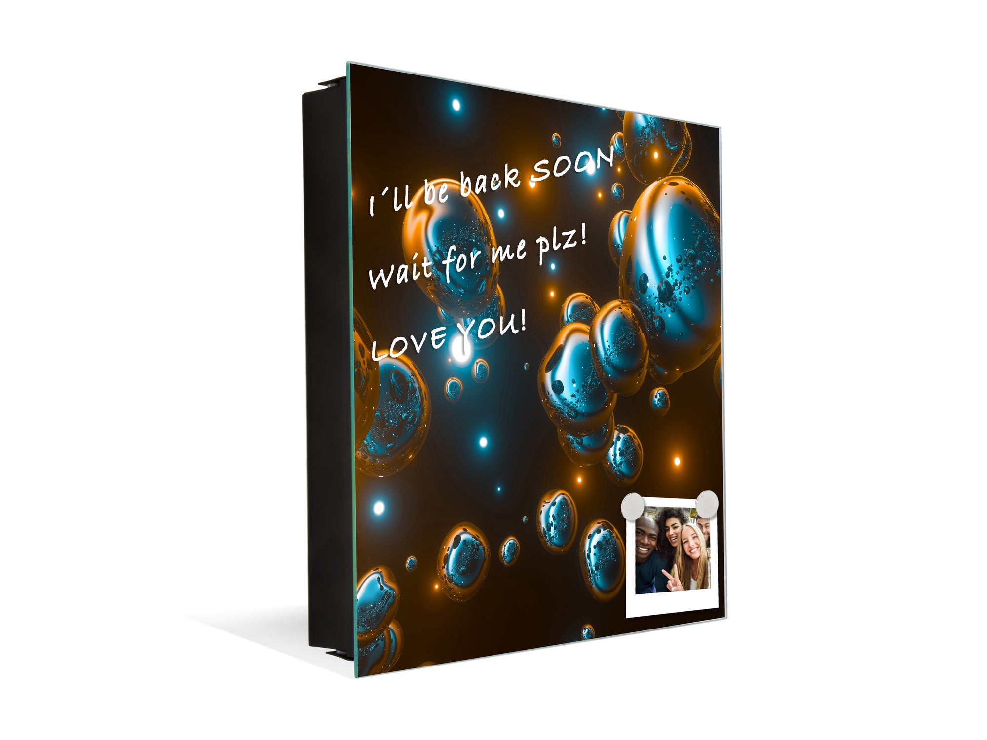 Key Cabinet Storage Box with Frameless Glass White Board KN16 Textures Series : Holographic bubbles 2