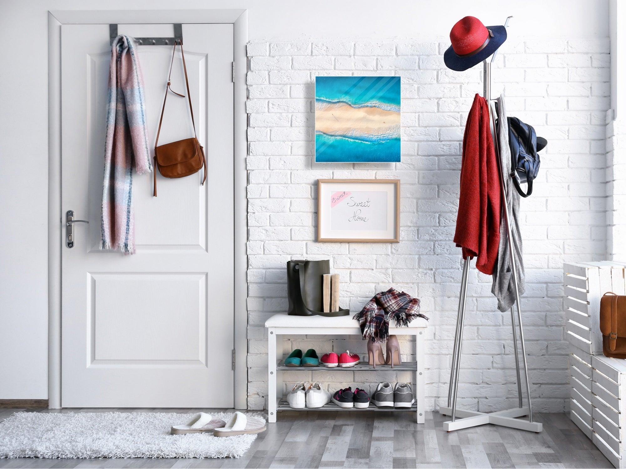 Wall Mount Key Box together with Decorative Dry Erase Board KN15 Art Series : Beaches of Zanzibar