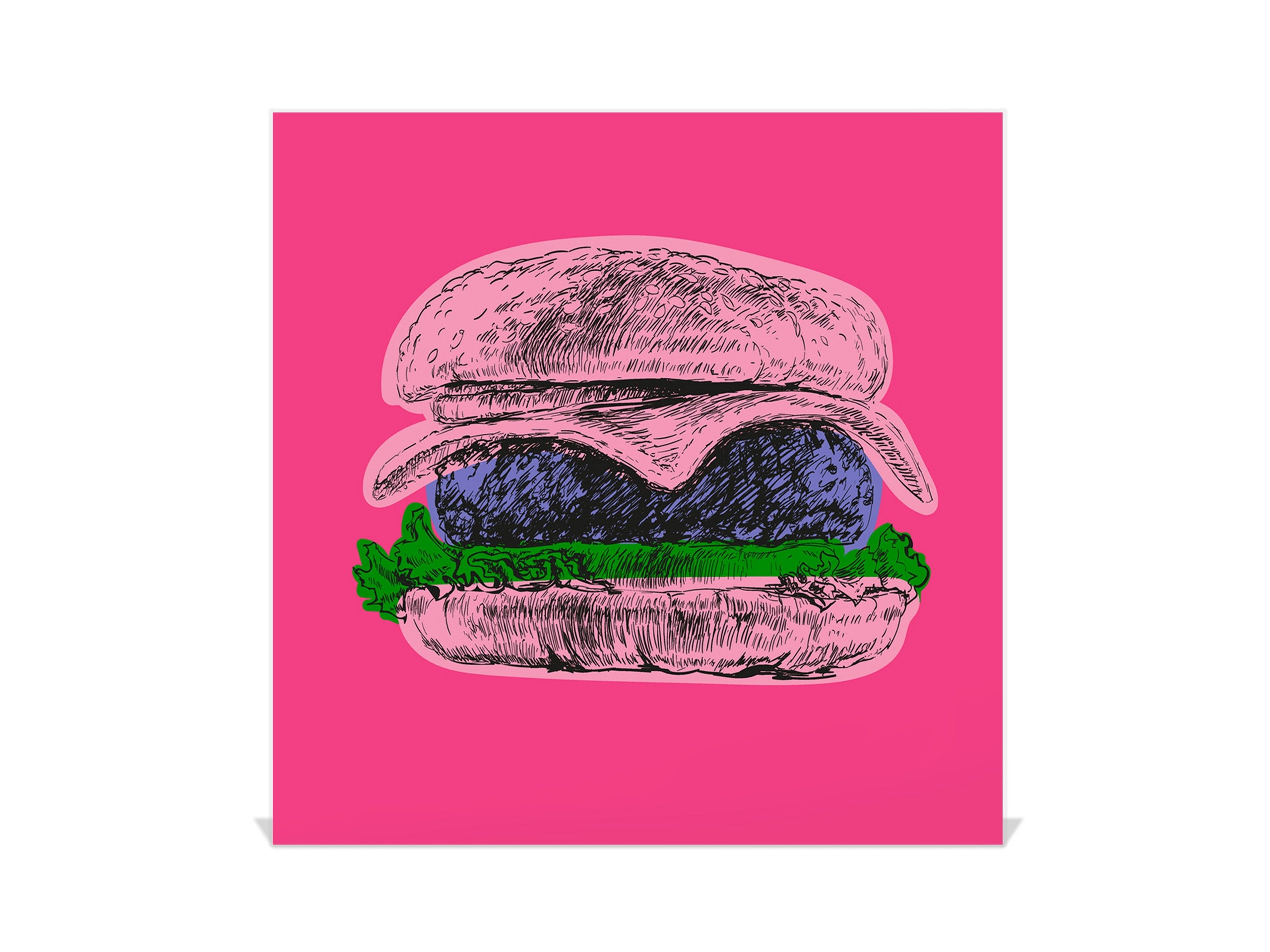 Key Storage Box with Magnetic Glass Whiteboard – Sleek Wall-Mounted Organizer – Magnetic Dry-Erase Key Holder – Decorative Key Organizer for Entryways & Offices – KN24 Pop Art Series : Pop Art Burger 1