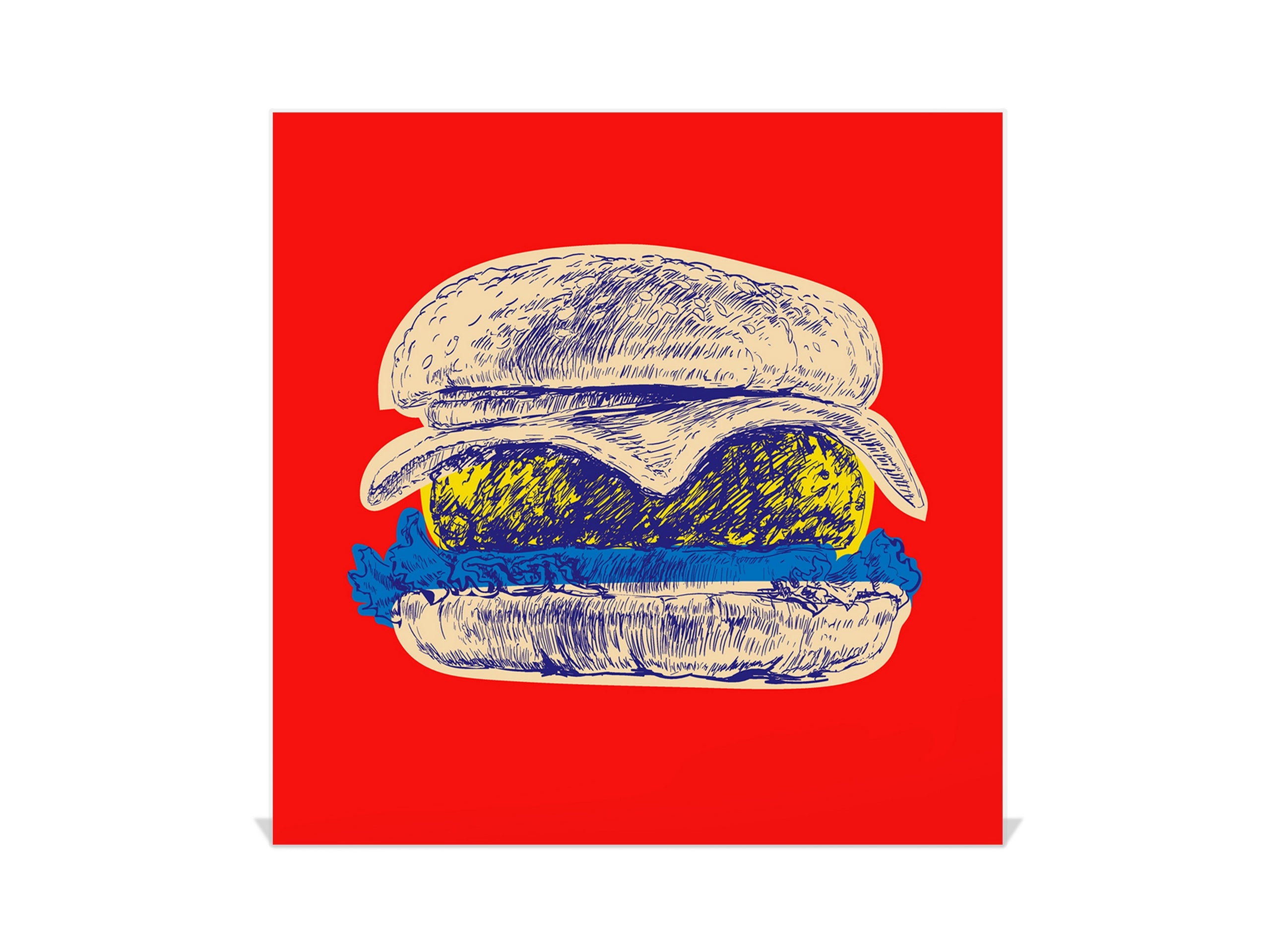 Key Storage Box with Magnetic Glass Whiteboard – Sleek Wall-Mounted Organizer – Magnetic Dry-Erase Key Holder – Decorative Key Organizer for Entryways & Offices – KN24 Pop Art Series : Pop Art Burger 3