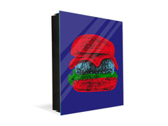 Key Storage Box with Magnetic Glass Whiteboard – Sleek Wall-Mounted Organizer – Magnetic Dry-Erase Key Holder – Decorative Key Organizer for Entryways & Offices – KN24 Pop Art Series : Pop Art Burger 5