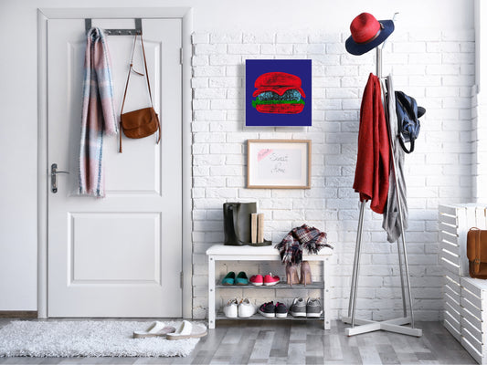 Key Storage Box with Magnetic Glass Whiteboard – Sleek Wall-Mounted Organizer – Magnetic Dry-Erase Key Holder – Decorative Key Organizer for Entryways & Offices – KN24 Pop Art Series : Pop Art Burger 5