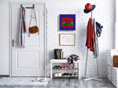 Key Storage Box with Magnetic Glass Whiteboard – Sleek Wall-Mounted Organizer – Magnetic Dry-Erase Key Holder – Decorative Key Organizer for Entryways & Offices – KN24 Pop Art Series : Pop Art Burger 5