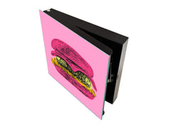 Key Storage Box with Magnetic Glass Whiteboard – Sleek Wall-Mounted Organizer – Magnetic Dry-Erase Key Holder – Decorative Key Organizer for Entryways & Offices – KN24 Pop Art Series : Pop Art Burger 6