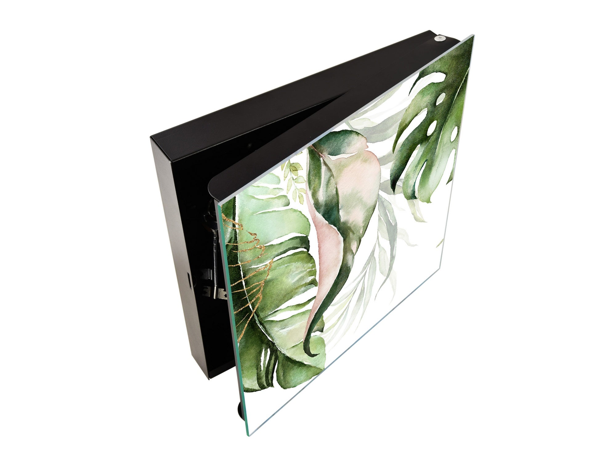 Decorative Key Box with Magnetic Glass Dry-Erase Board KN14 Nature series : Dark tropical nature