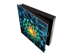 Decorative Key Box with Magnetic Glass Dry-Erase Board KN14 Nature series : Blue-green flower