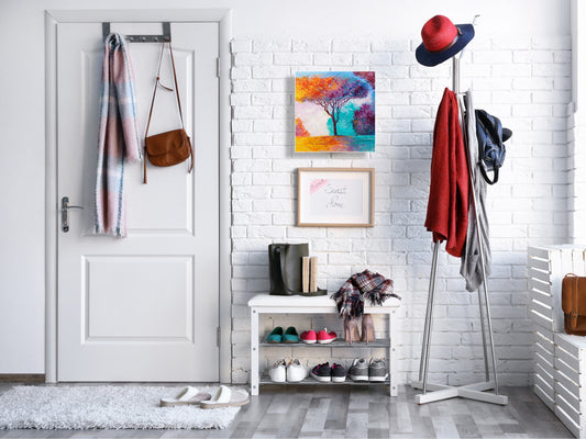 Wall-Mounted Key Storage and Decorative Dry-Erase Board Combo - KN20 Colorful Illustrations Series : Colorful Tree of Joy