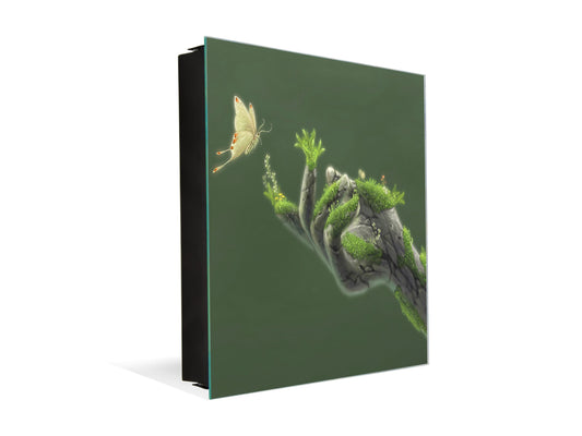 Decorative Key Box with Magnetic Glass Memo Board - Tempered Glass Wall Art - KN21 Abstract Concepts Series 1 : Freedom of Wilderness