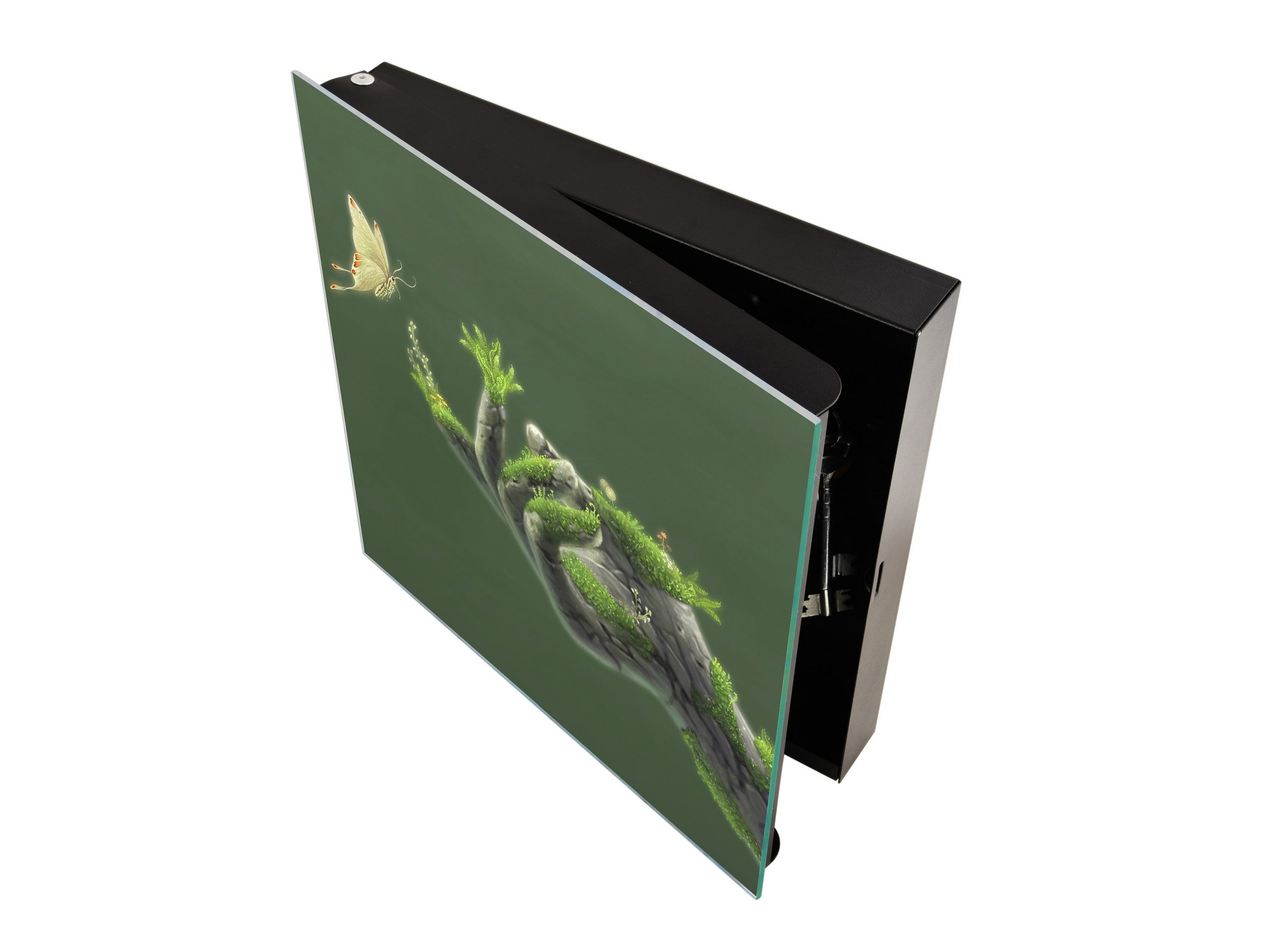 Decorative Key Box with Magnetic Glass Memo Board - Tempered Glass Wall Art - KN21 Abstract Concepts Series 1 : Freedom of Wilderness