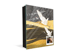 Decorative Key Box with Magnetic Glass Whiteboard – Stylish Home Organizer –Multi-Functional Key Cabinet with Glass Markerboard – Wall Organizer for Home & Office - KN23 Abstract Concepts Series 2 : Japanese Crane Birds