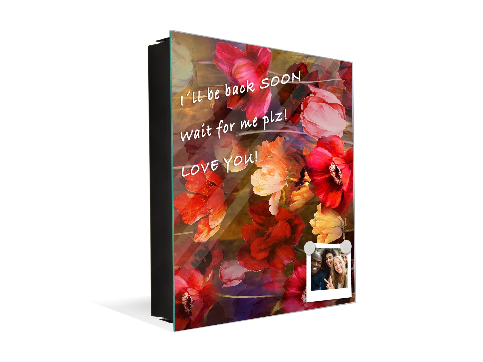 Decorative Key Box with Magnetic Glass Dry-Erase Board KN14 Nature series : Horizontal flowers