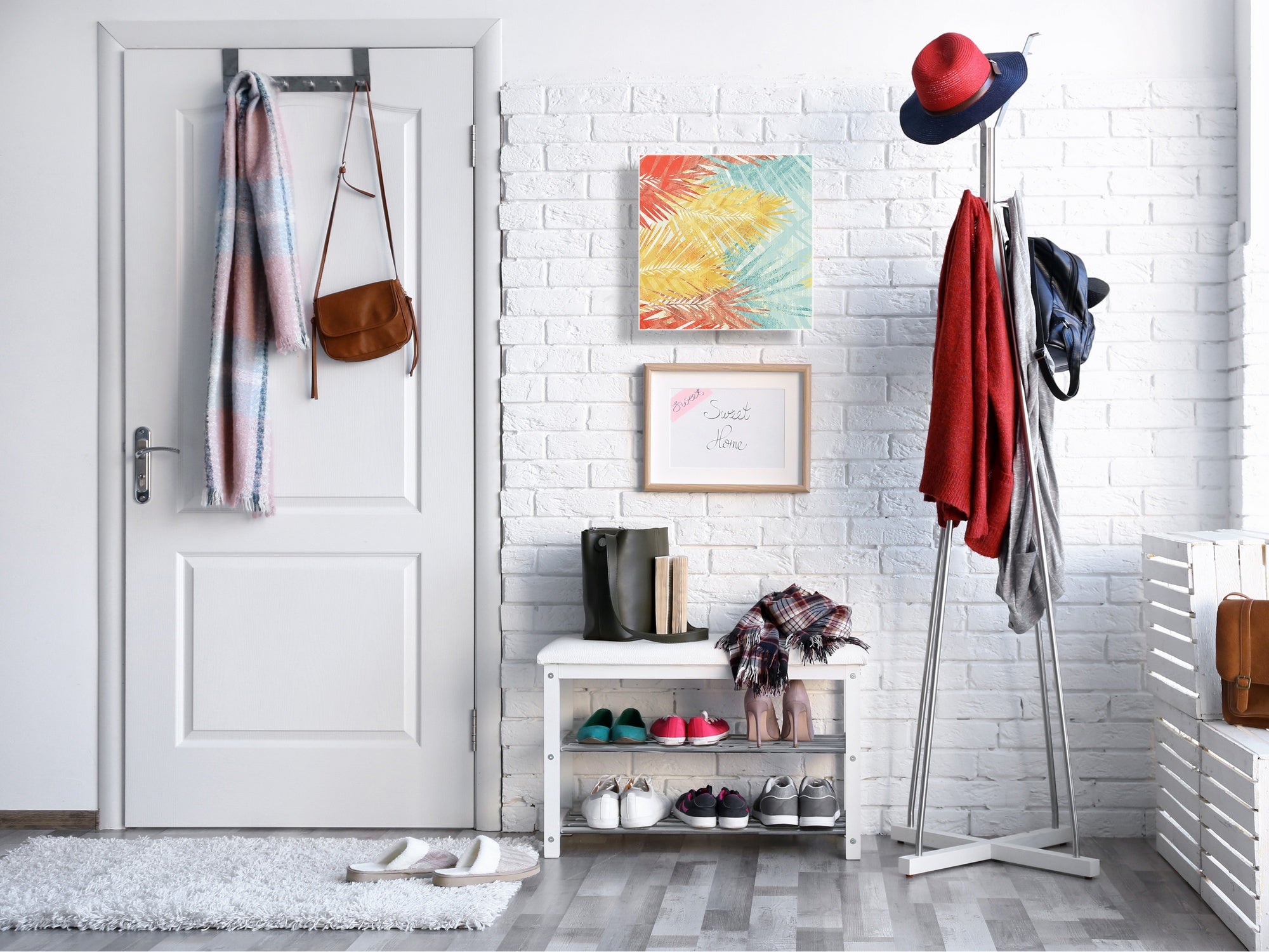 Decorative Key Box with Magnetic Glass Dry-Erase Board KN14 Nature series : Botanical wall art.