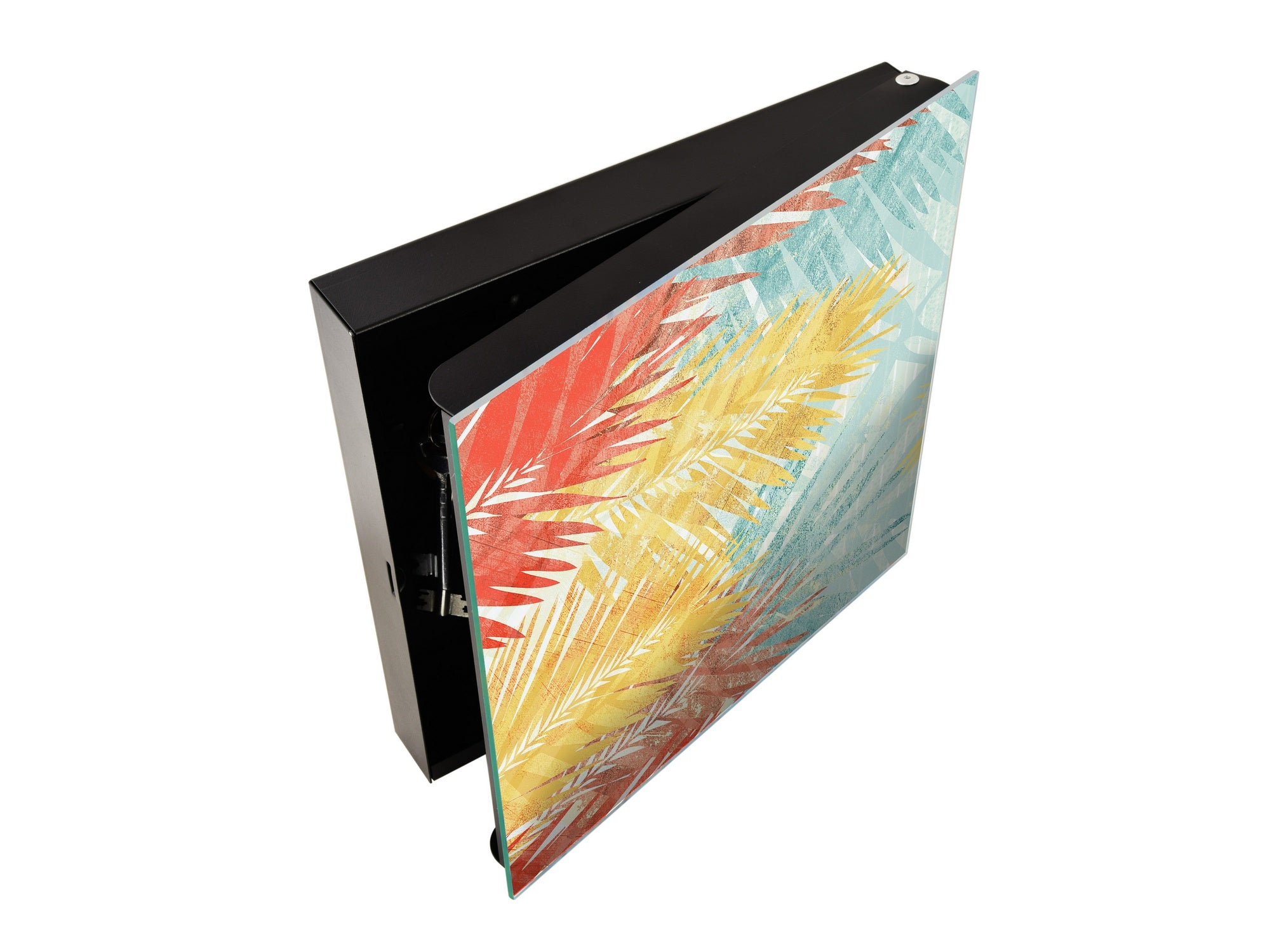 Decorative Key Box with Magnetic Glass Dry-Erase Board KN14 Nature series : Botanical wall art.