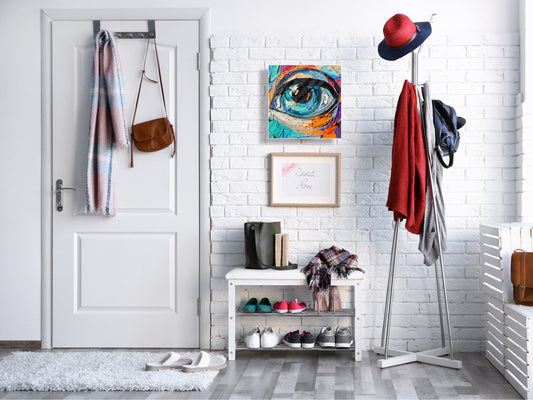 Wall-Mounted Key Storage and Decorative Dry-Erase Board Combo - KN20 Colorful Illustrations Series : Multicolored Eye 1