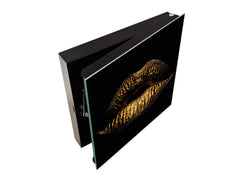 Decorative Key Box with Magnetic Glass Memo Board - Tempered Glass Wall Art - KN21 Abstract Concepts Series 1 : Golden Gloss