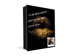 Decorative Key Box with Magnetic Glass Memo Board - Tempered Glass Wall Art - KN21 Abstract Concepts Series 1 : Golden Gloss