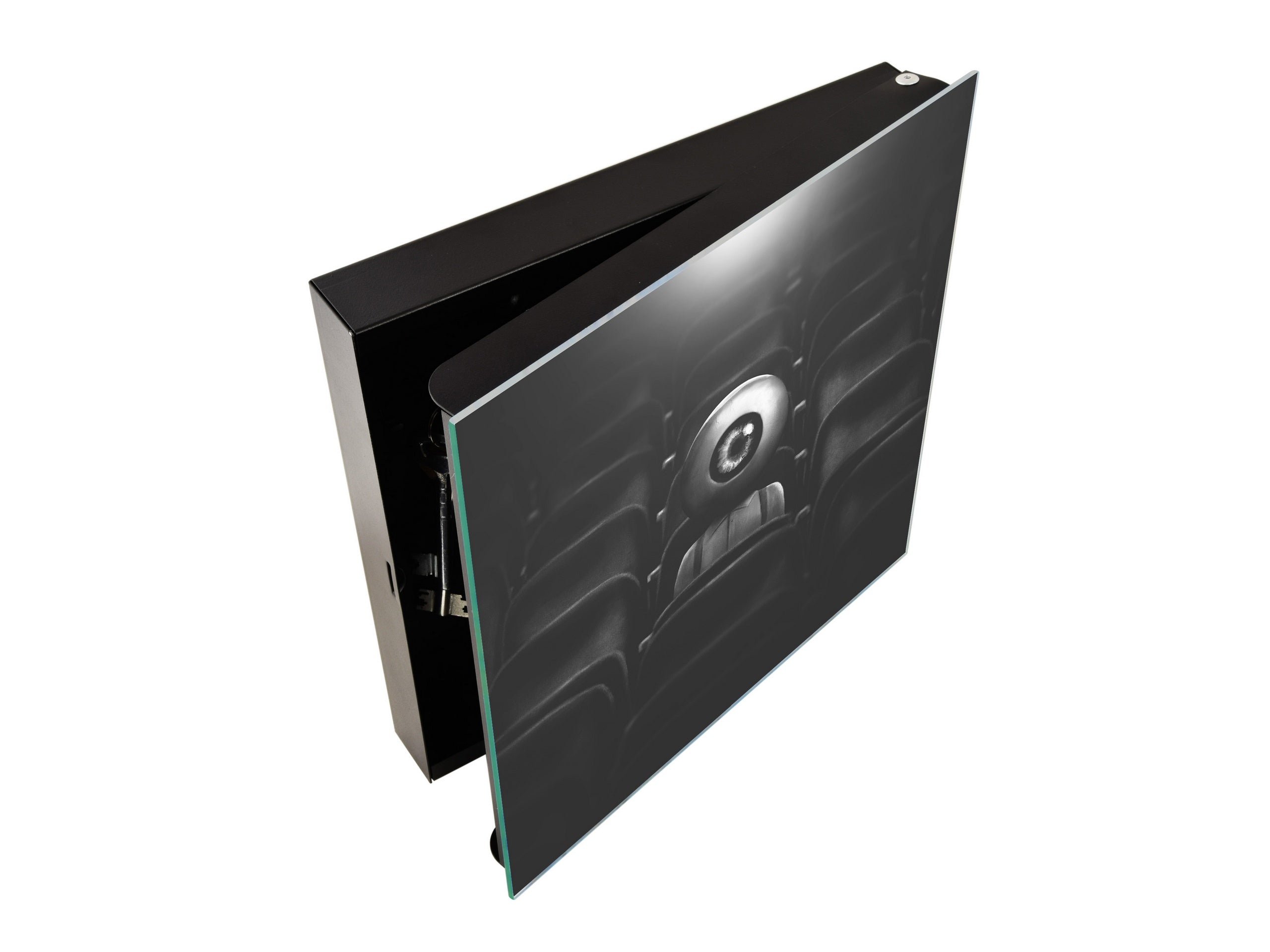 Decorative Key Box with Magnetic Glass Memo Board - Tempered Glass Wall Art - KN21 Abstract Concepts Series 1 : Surreal Eye in the Audience