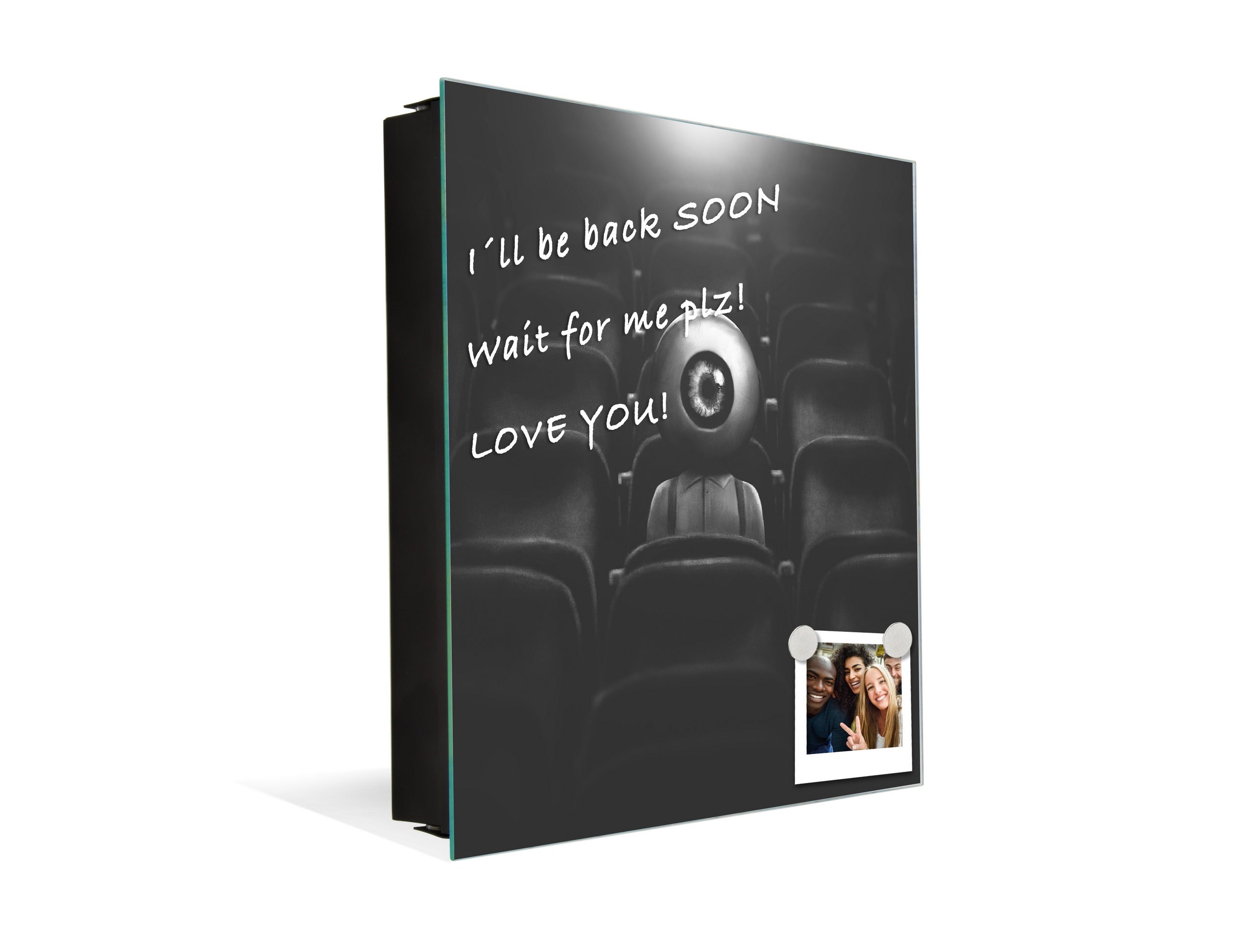 Decorative Key Box with Magnetic Glass Memo Board - Tempered Glass Wall Art - KN21 Abstract Concepts Series 1 : Surreal Eye in the Audience