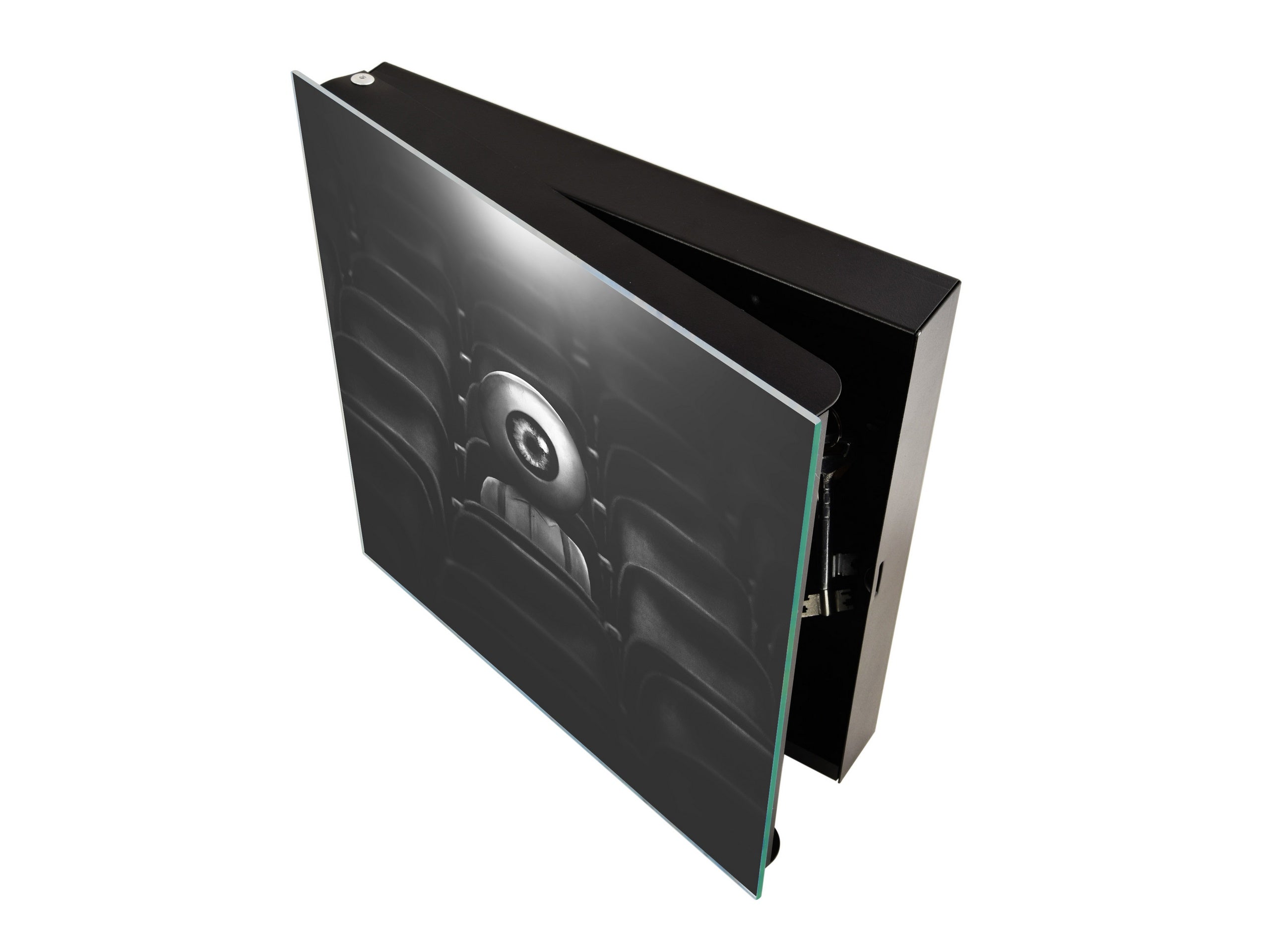 Decorative Key Box with Magnetic Glass Memo Board - Tempered Glass Wall Art - KN21 Abstract Concepts Series 1 : Surreal Eye in the Audience