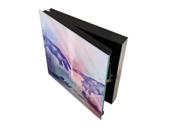 Decorative Key Box with Magnetic Glass Whiteboard – Stylish Home Organizer –Multi-Functional Key Cabinet with Glass Markerboard – Wall Organizer for Home & Office - KN23 Abstract Concepts Series 2 : Hands of Creation