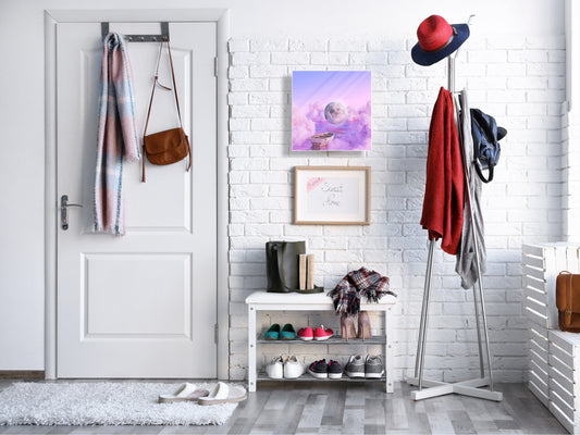 Wall-Mounted Key Storage and Decorative Dry-Erase Board Combo - KN20 Colorful Illustrations Series : Surreal Dream Clouds