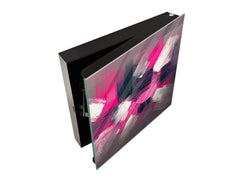 Decorative Key Box with Magnetic Glass Whiteboard – Stylish Home Organizer –Multi-Functional Key Cabinet with Glass Markerboard – Wall Organizer for Home & Office - KN23 Abstract Concepts Series 2 : Modern Disarray