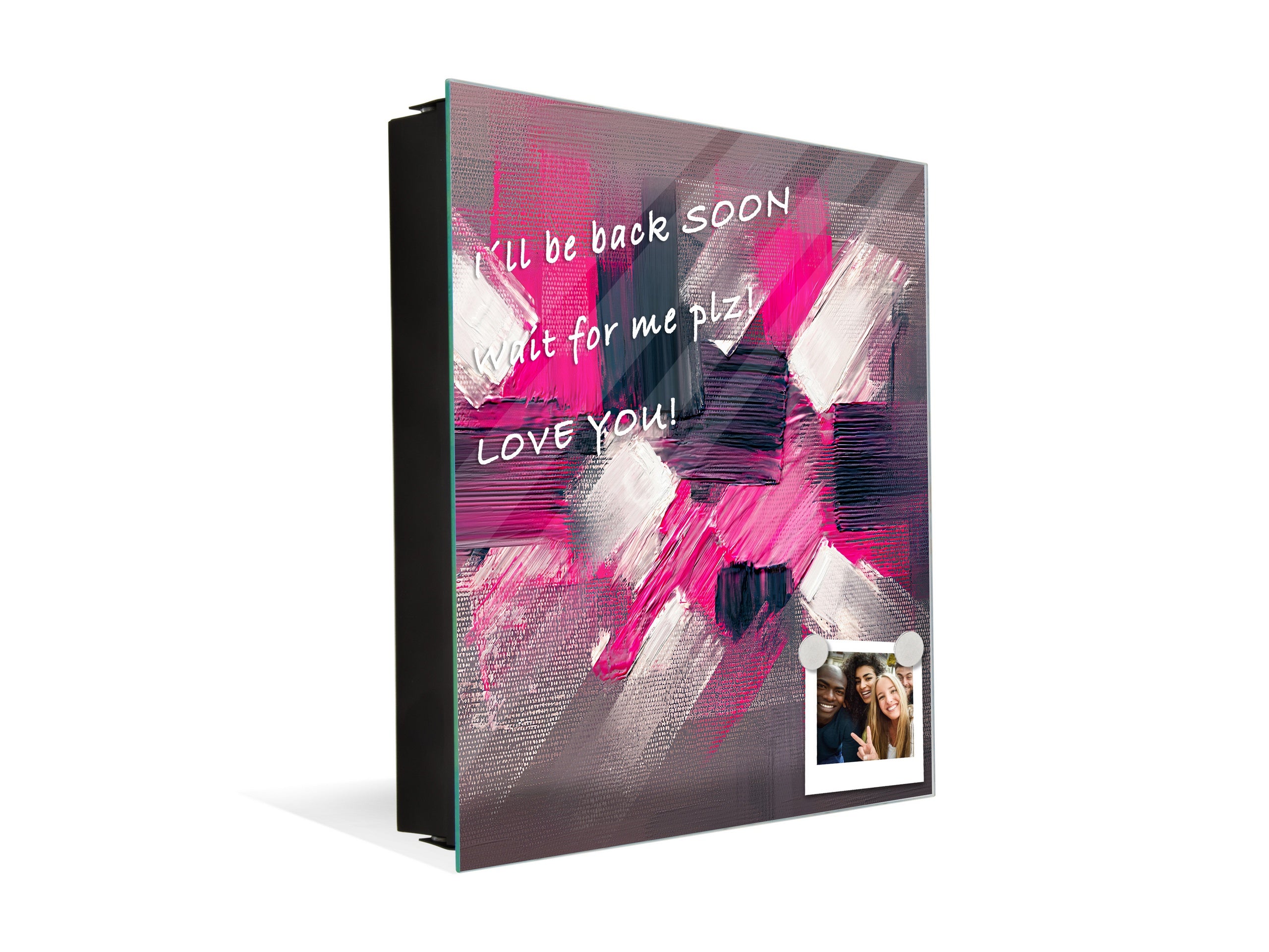 Decorative Key Box with Magnetic Glass Whiteboard – Stylish Home Organizer –Multi-Functional Key Cabinet with Glass Markerboard – Wall Organizer for Home & Office - KN23 Abstract Concepts Series 2 : Modern Disarray