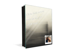 Decorative Key Box with Magnetic Glass Whiteboard – Stylish Home Organizer –Multi-Functional Key Cabinet with Glass Markerboard – Wall Organizer for Home & Office - KN23 Abstract Concepts Series 2 : Foggy Shadows