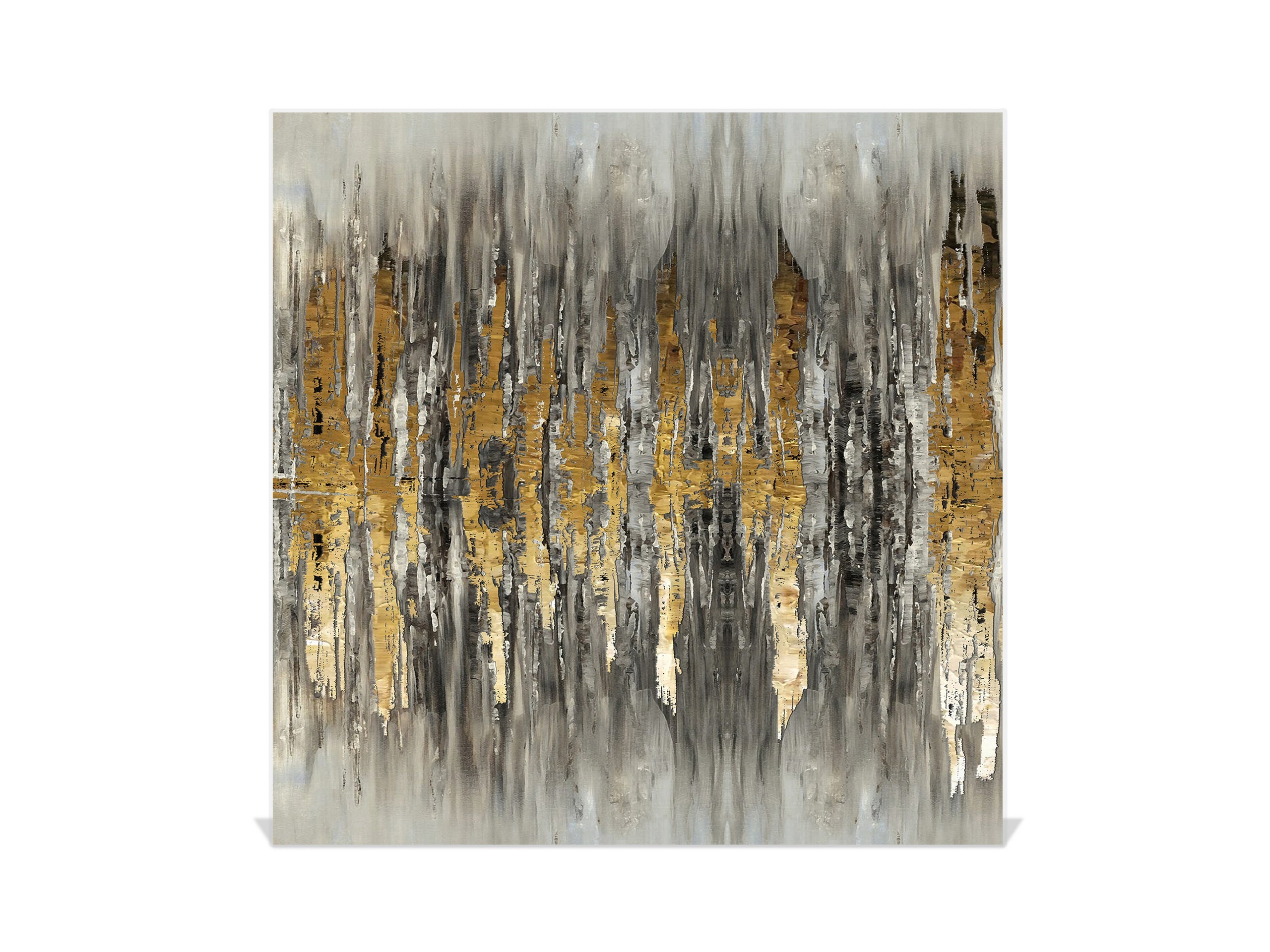 Decorative Key Box with Magnetic Glass Memo Board - Tempered Glass Wall Art - KN21 Abstract Concepts Series 1 : Modern Golden Scratches