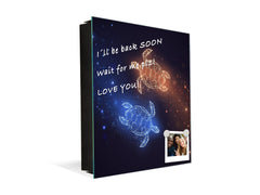 Key Cabinet with Glass Dry-Erase Board – Elegant Key Storage for Home, Office & Airbnb – Magnetic Glass Whiteboard & Key Holder – KN22 Modern Art Series : Neon Turtles