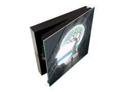 Decorative Key Box with Magnetic Glass Whiteboard – Stylish Home Organizer –Multi-Functional Key Cabinet with Glass Markerboard – Wall Organizer for Home & Office - KN23 Abstract Concepts Series 2 : Path to Enlightenment