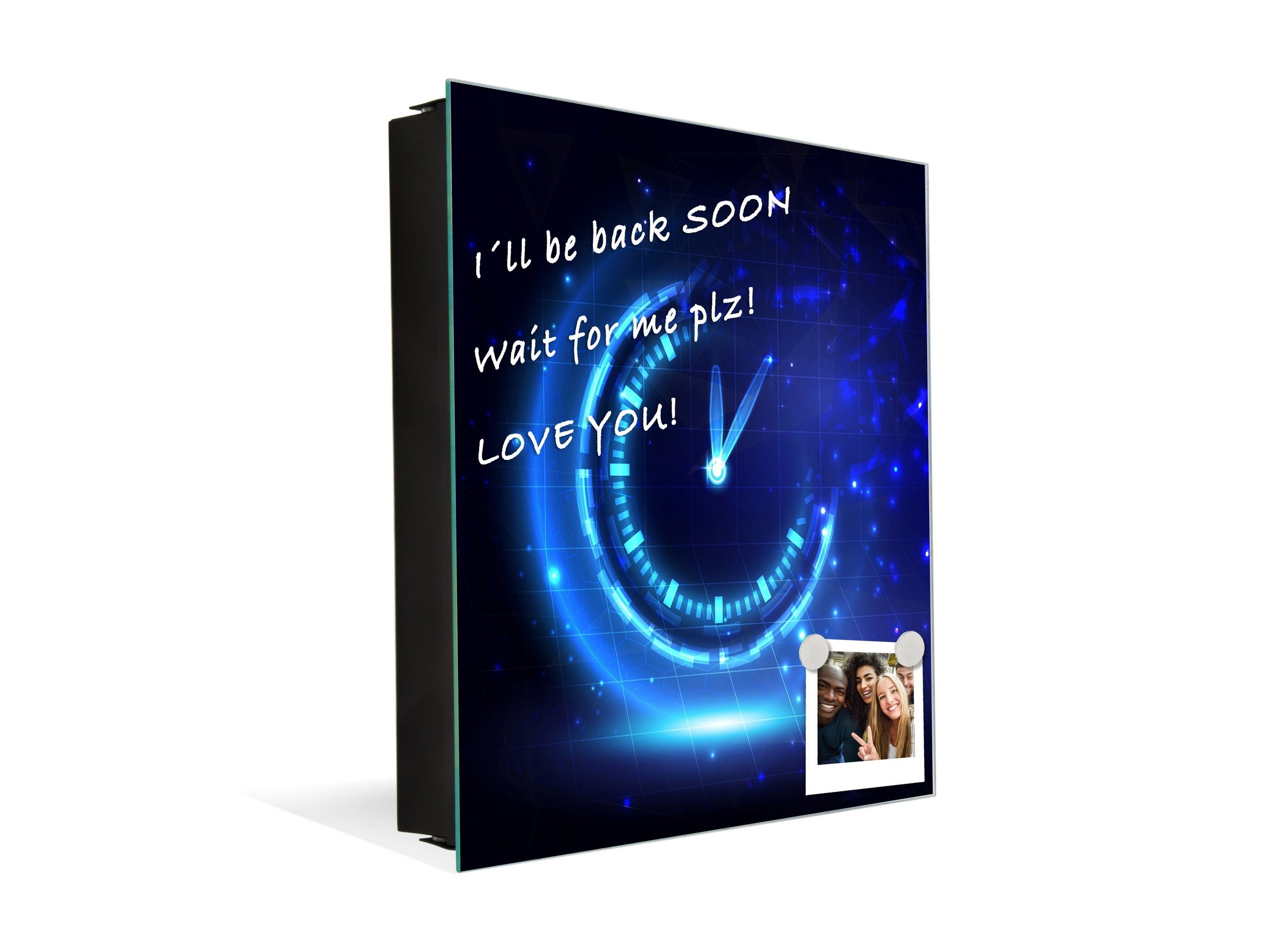 Key Cabinet with Glass Dry-Erase Board – Elegant Key Storage for Home, Office & Airbnb – Magnetic Glass Whiteboard & Key Holder – KN22 Modern Art Series : Sign of the Times