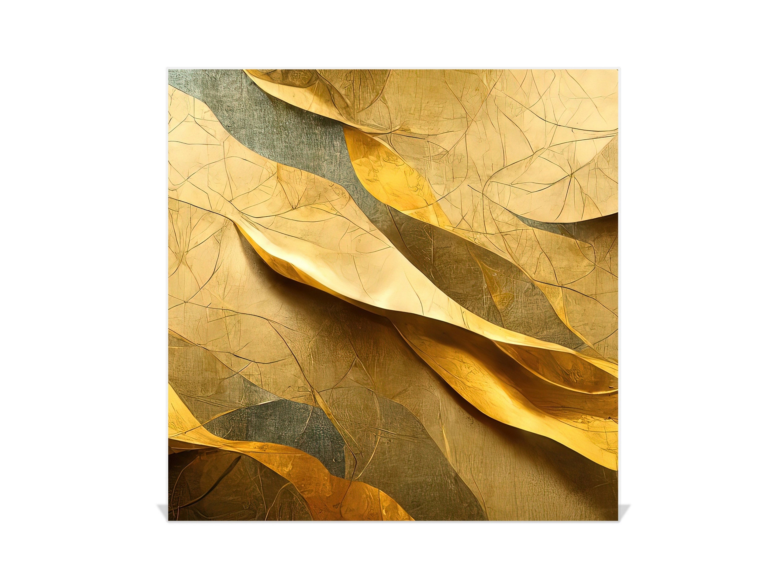 Decorative Key Box with Magnetic Glass Memo Board - Tempered Glass Wall Art - KN21 Abstract Concepts Series 1 : Golden Structure