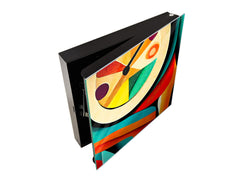 Decorative Key Box with Magnetic Glass Whiteboard – Stylish Home Organizer –Multi-Functional Key Cabinet with Glass Markerboard – Wall Organizer for Home & Office - KN23 Abstract Concepts Series 2 : Flow of Time