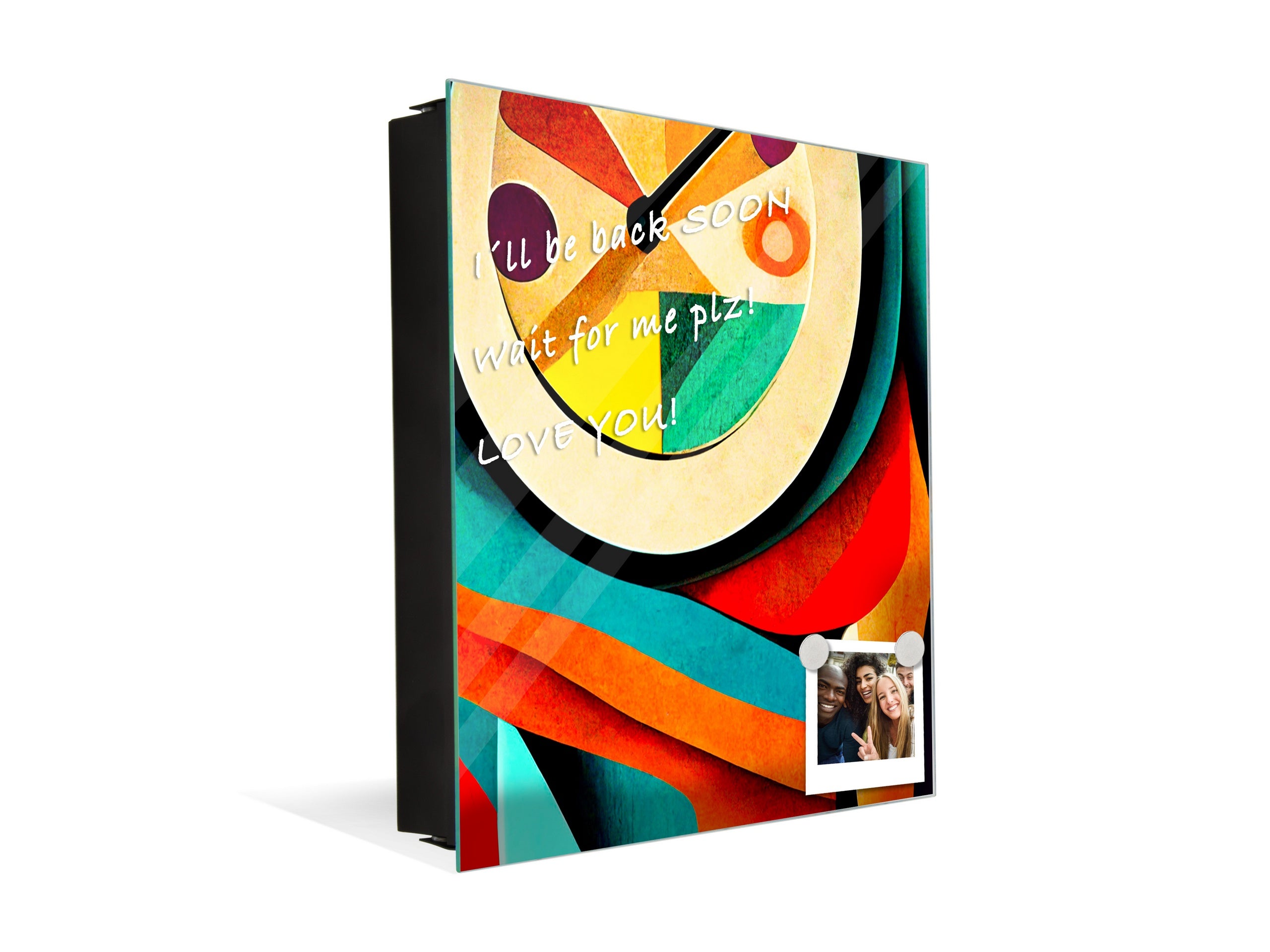 Decorative Key Box with Magnetic Glass Whiteboard – Stylish Home Organizer –Multi-Functional Key Cabinet with Glass Markerboard – Wall Organizer for Home & Office - KN23 Abstract Concepts Series 2 : Flow of Time