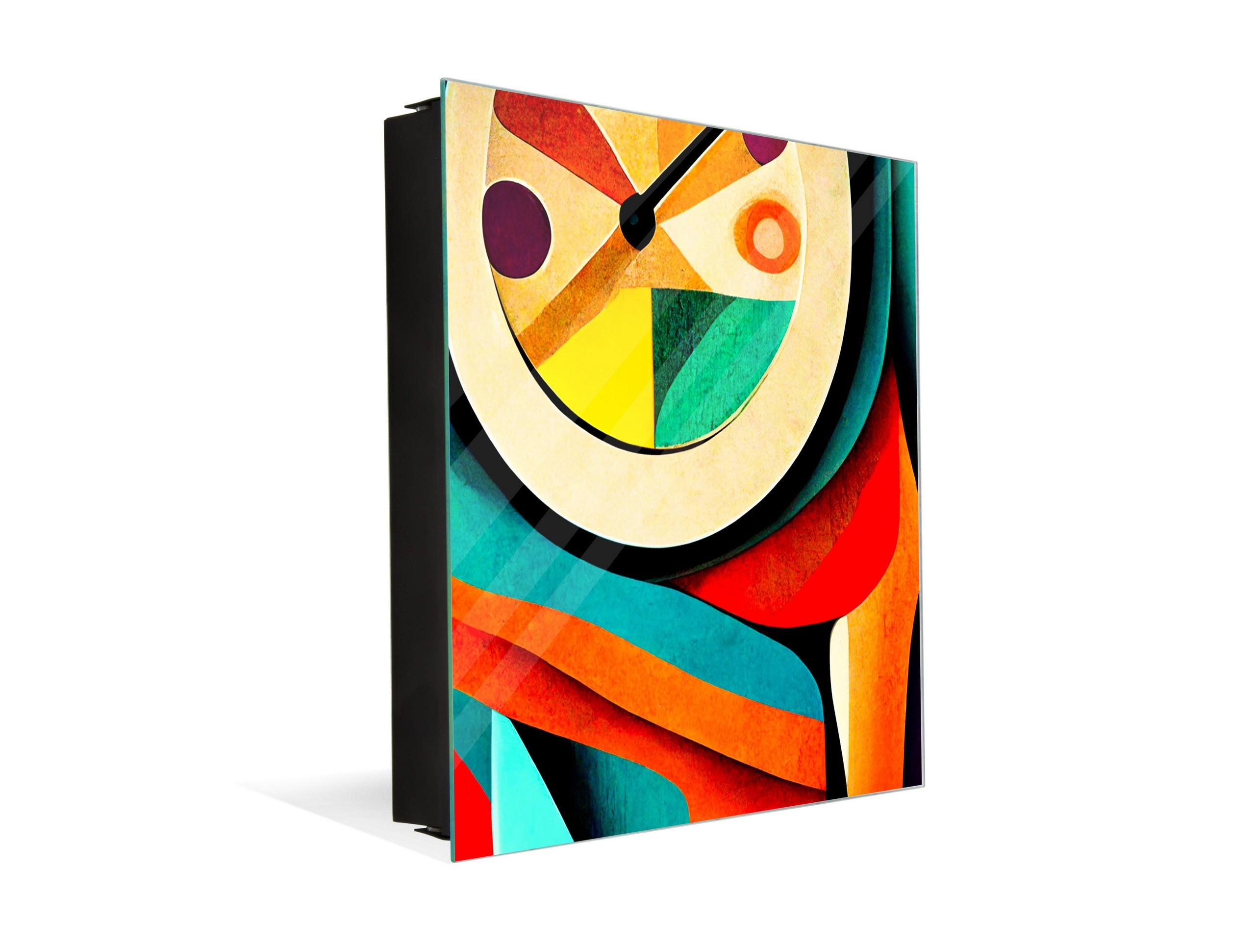 Decorative Key Box with Magnetic Glass Whiteboard – Stylish Home Organizer –Multi-Functional Key Cabinet with Glass Markerboard – Wall Organizer for Home & Office - KN23 Abstract Concepts Series 2 : Flow of Time