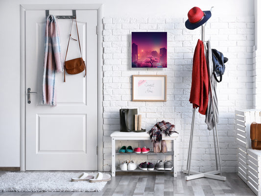 Key Cabinet with Glass Dry-Erase Board – Elegant Key Storage for Home, Office & Airbnb – Magnetic Glass Whiteboard & Key Holder – KN22 Modern Art Series : Urban Cherry Tree