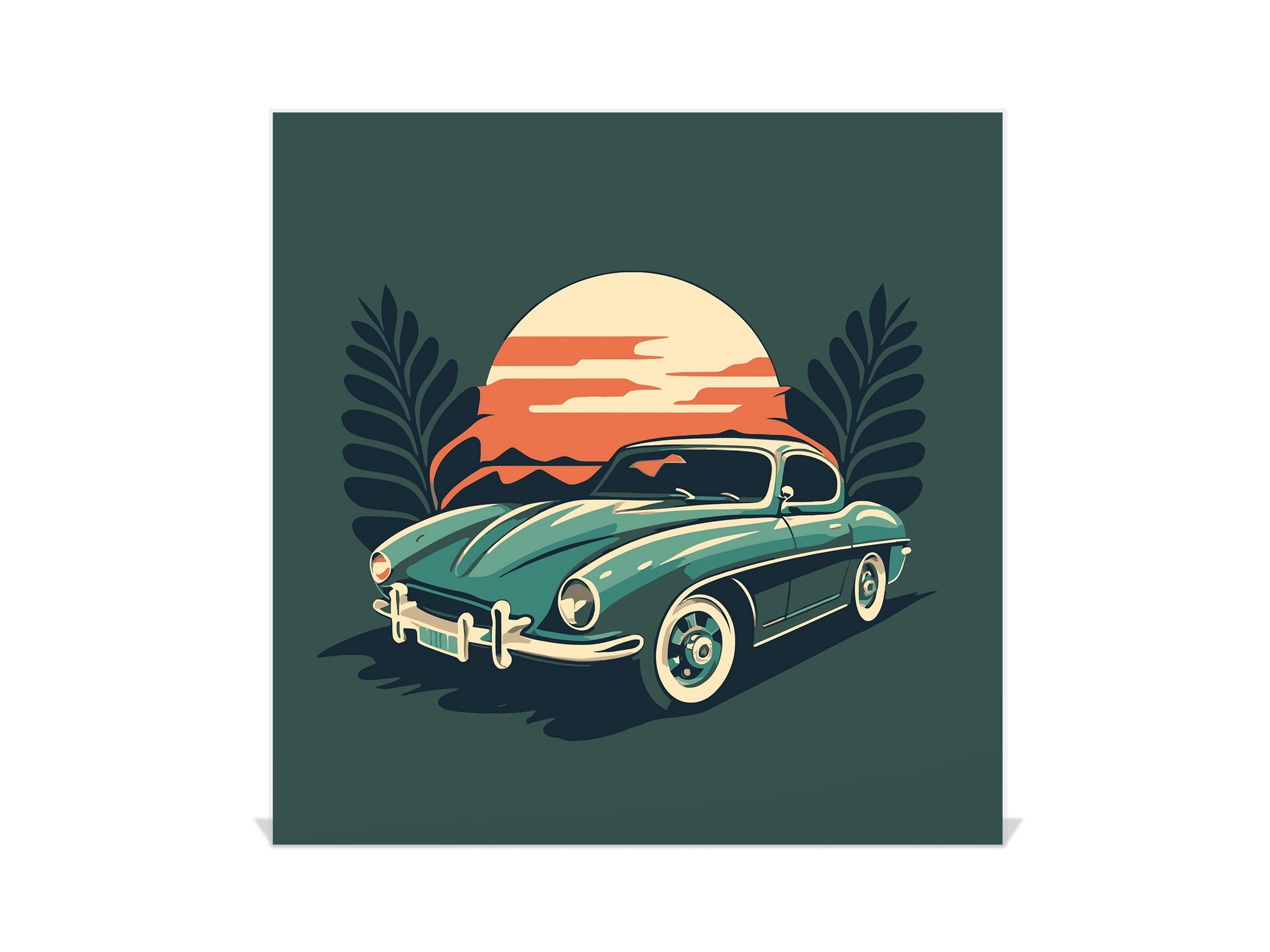 Key Cabinet with Glass Dry-Erase Board – Elegant Key Storage for Home, Office & Airbnb – Magnetic Glass Whiteboard & Key Holder – KN22 Modern Art Series : Minimalist Oldschool Car