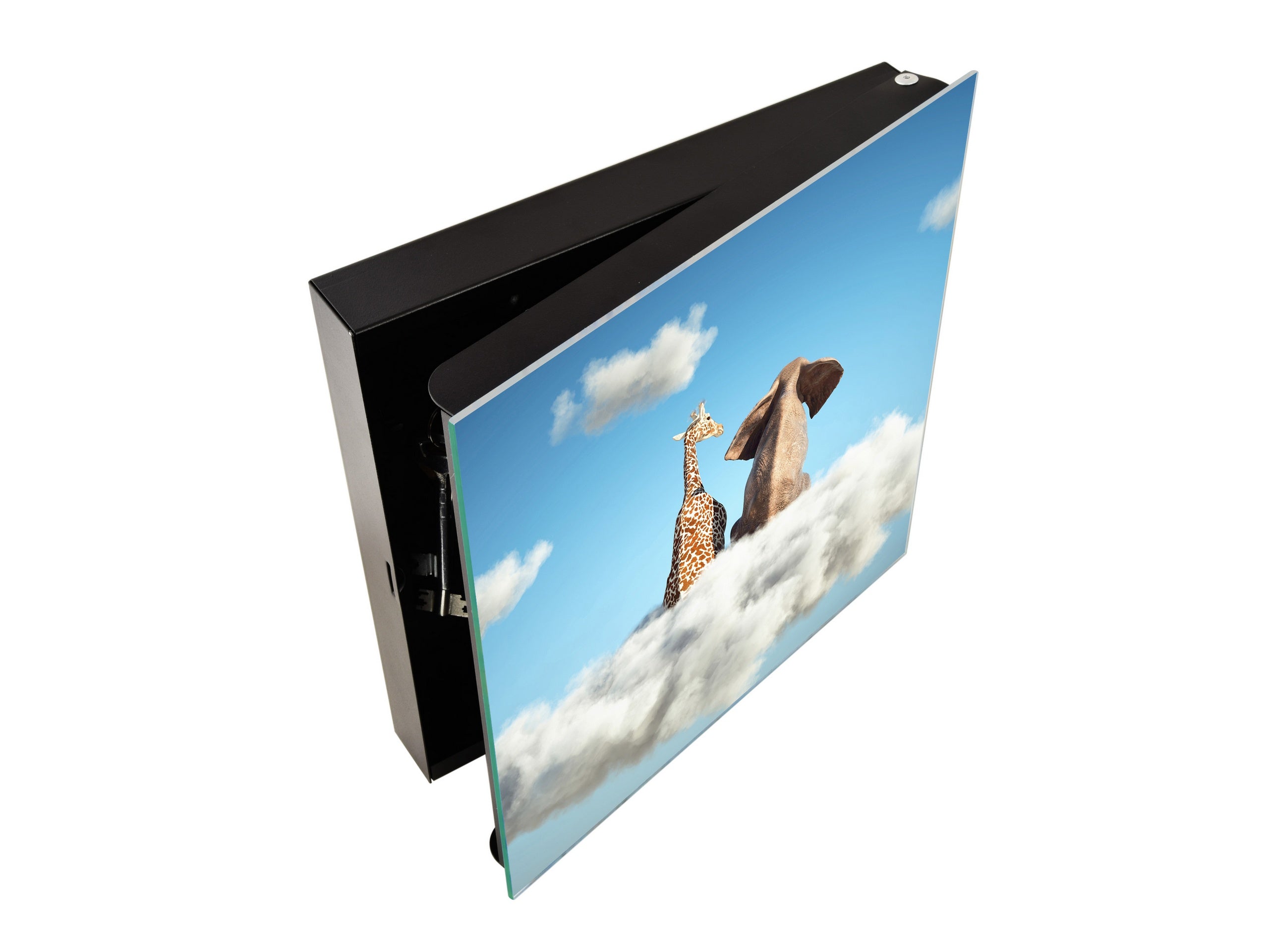Decorative Key Box with Magnetic Glass Memo Board - Tempered Glass Wall Art - KN21 Abstract Concepts Series 1 : Cloud of Friendship