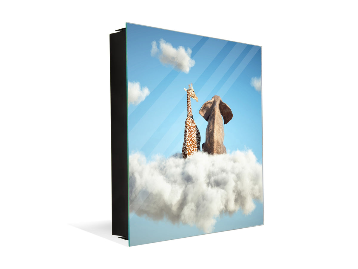 Decorative Key Box with Magnetic Glass Memo Board - Tempered Glass Wall Art - KN21 Abstract Concepts Series 1 : Cloud of Friendship