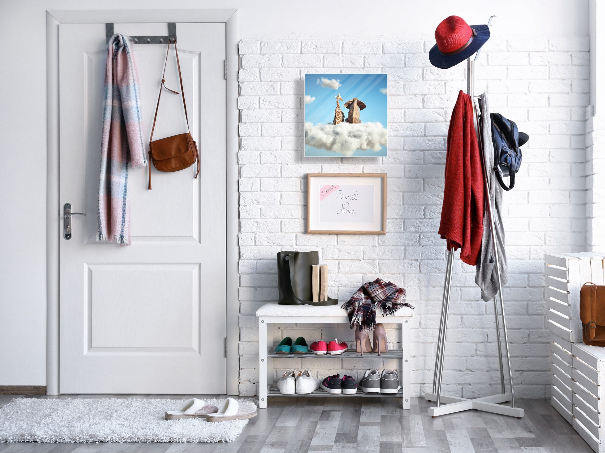 Decorative Key Box with Magnetic Glass Memo Board - Tempered Glass Wall Art - KN21 Abstract Concepts Series 1 : Cloud of Friendship