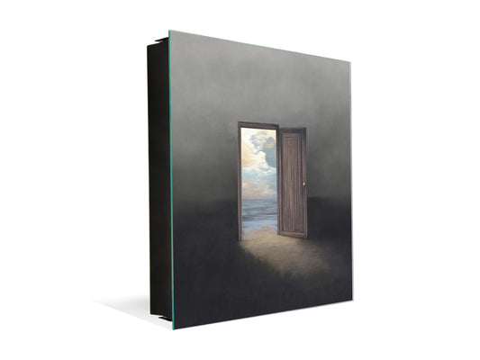 Decorative Key Box with Magnetic Glass Whiteboard – Stylish Home Organizer –Multi-Functional Key Cabinet with Glass Markerboard – Wall Organizer for Home & Office - KN23 Abstract Concepts Series 2 : Entrance to the World of Dreams