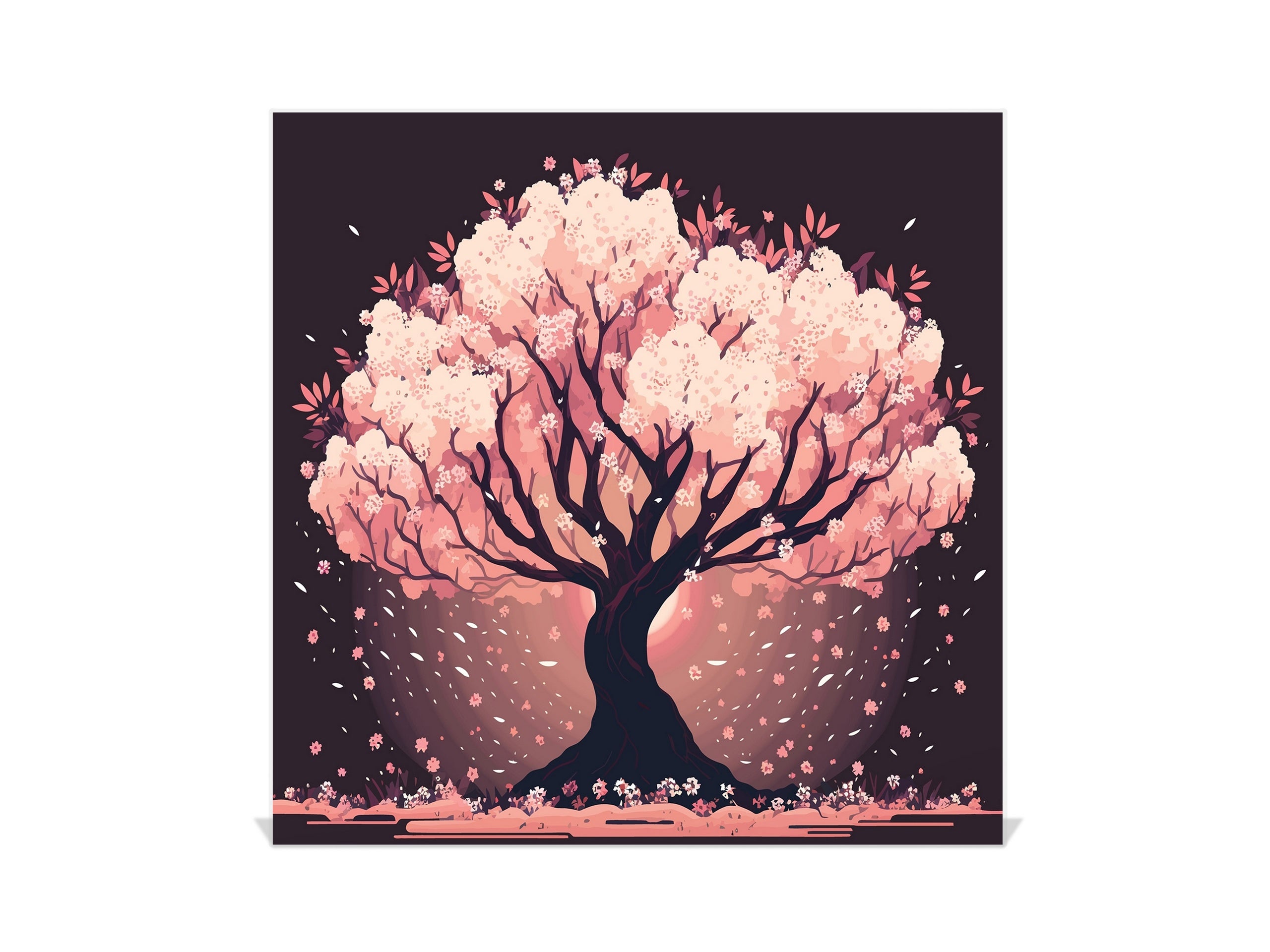 Key Cabinet with Glass Dry-Erase Board – Elegant Key Storage for Home, Office & Airbnb – Magnetic Glass Whiteboard & Key Holder – KN22 Modern Art Series : Japanese Sakura Tree