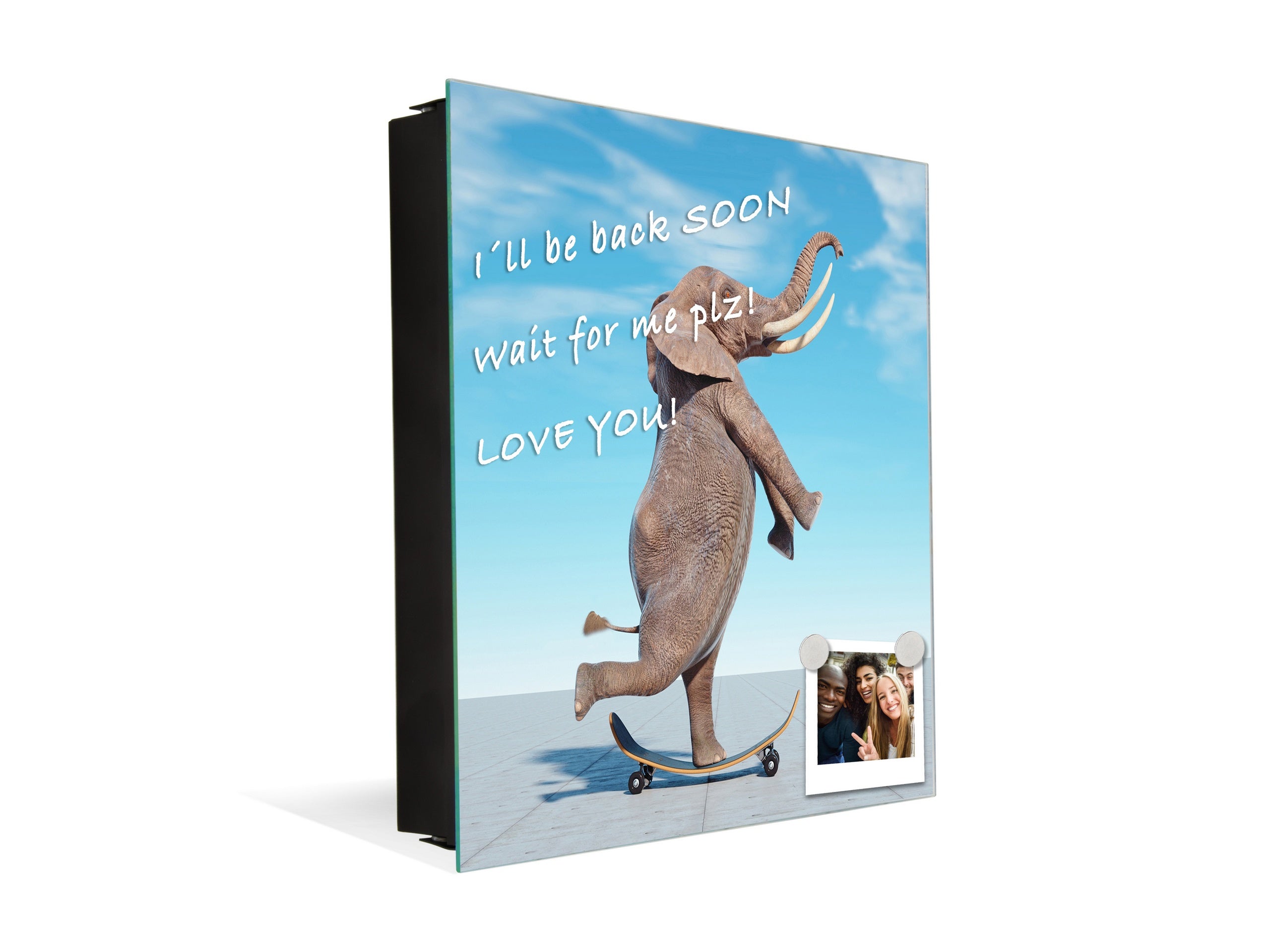 Decorative Key Box with Magnetic Glass Memo Board - Tempered Glass Wall Art - KN21 Abstract Concepts Series 1 : Surreal skateboarding