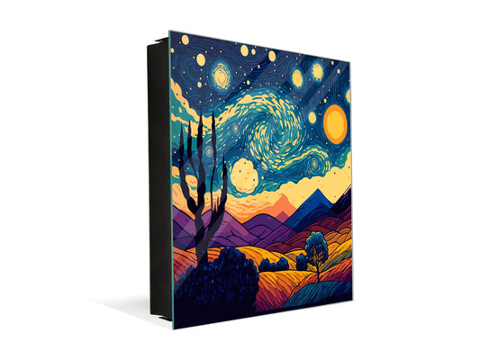 Wall-Mounted Key Storage and Decorative Dry-Erase Board Combo - KN20 Colorful Illustrations Series :  Vector Vibrant landscape