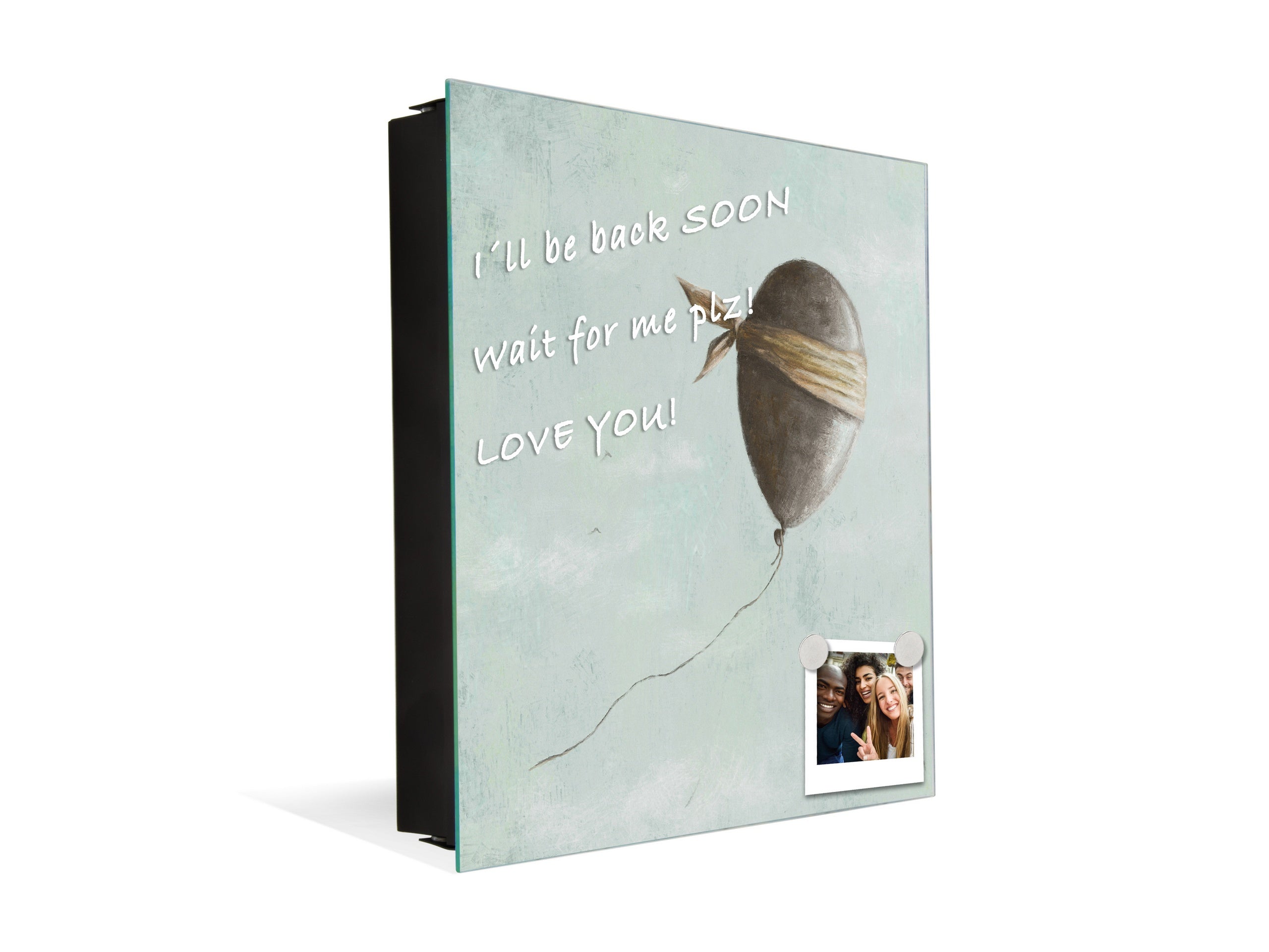 Decorative Key Box with Magnetic Glass Memo Board - Tempered Glass Wall Art - KN21 Abstract Concepts Series 1 : Blind Balloon in the Sky