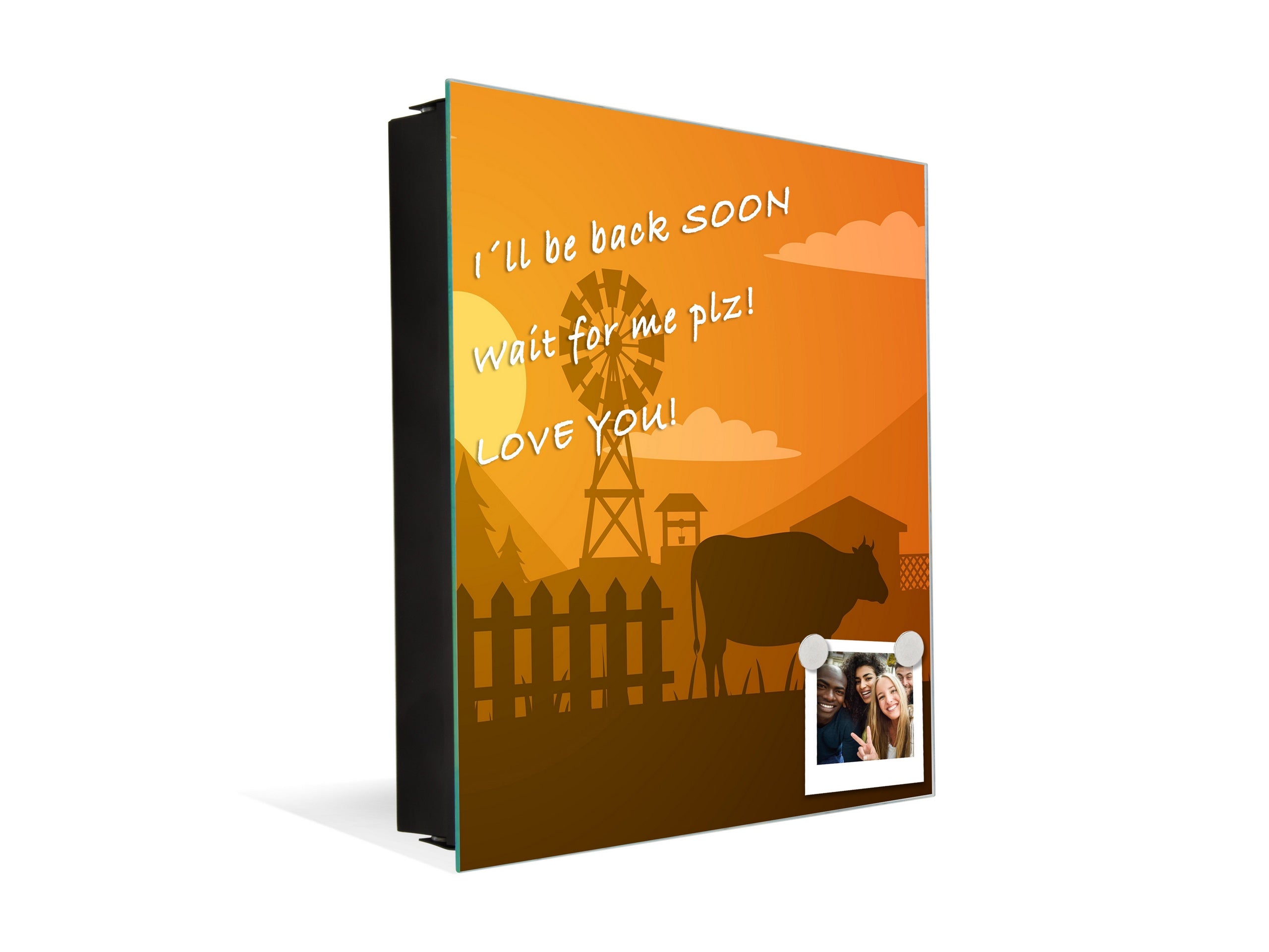 Key Cabinet with Glass Dry-Erase Board – Elegant Key Storage for Home, Office & Airbnb – Magnetic Glass Whiteboard & Key Holder – KN22 Modern Art Series : Aesthetic Ranch