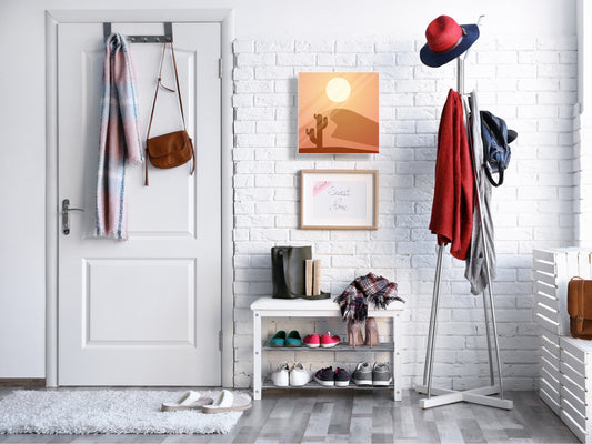 Key Cabinet with Glass Dry-Erase Board – Elegant Key Storage for Home, Office & Airbnb – Magnetic Glass Whiteboard & Key Holder – KN22 Modern Art Series : Aesthetic Desert