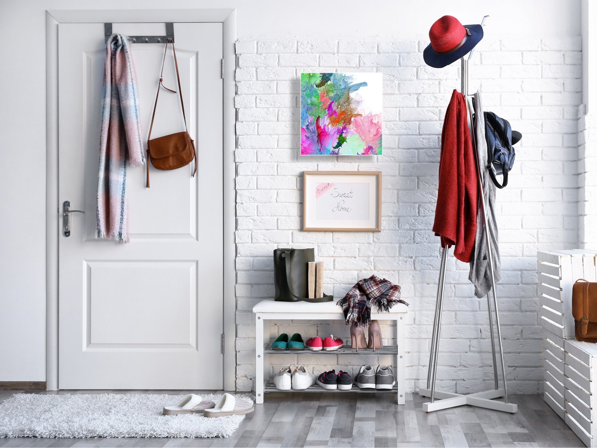 Key Cabinet Storage Box with Frameless Glass White Board KN16 Textures Series : Colourful background